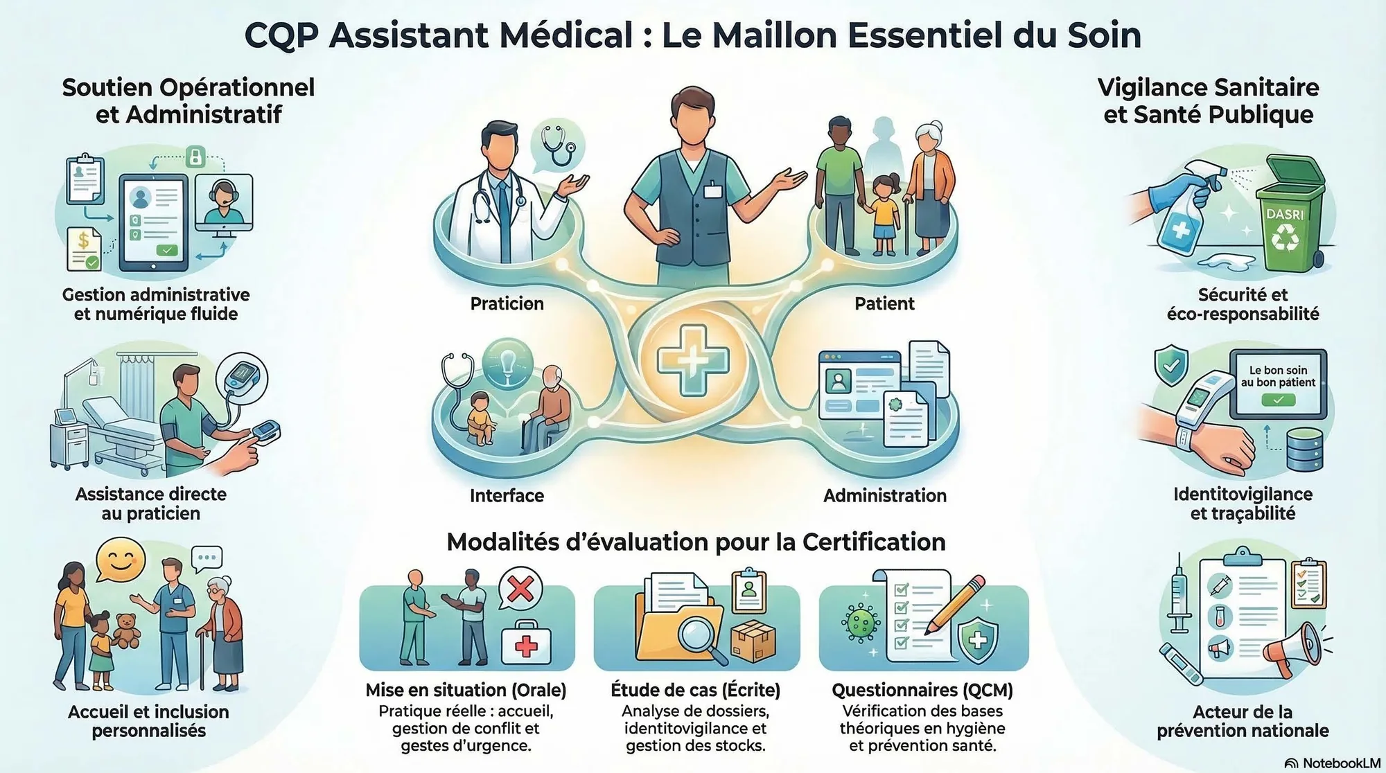 Infographie de présentation de la formation CQP Assistant-e Médical-e